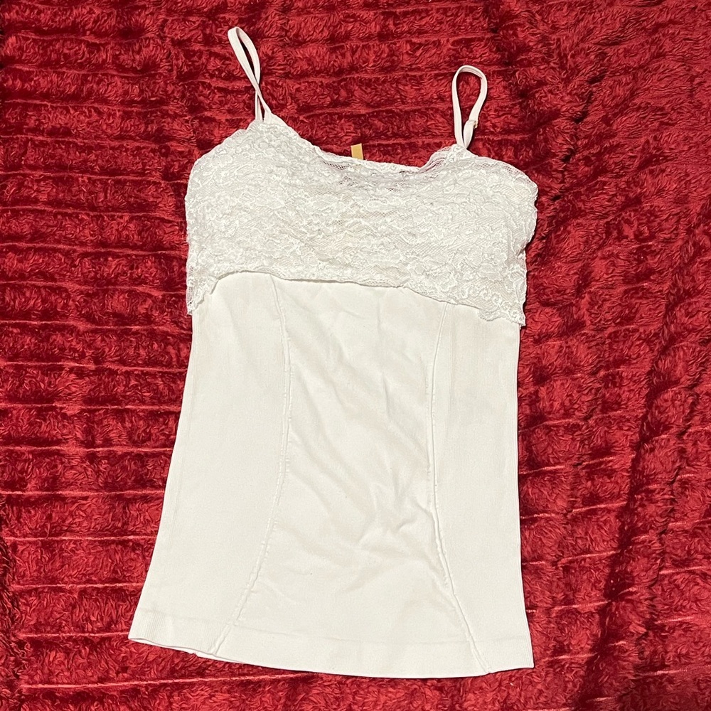 White Fitted Laced Camisole Tank Top